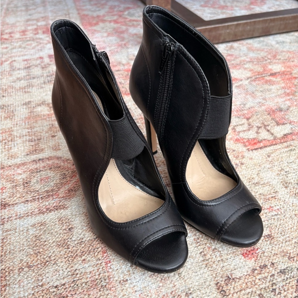Gianni Bini Black Peep-Toe Ankle Booties - Picture 2 of 7